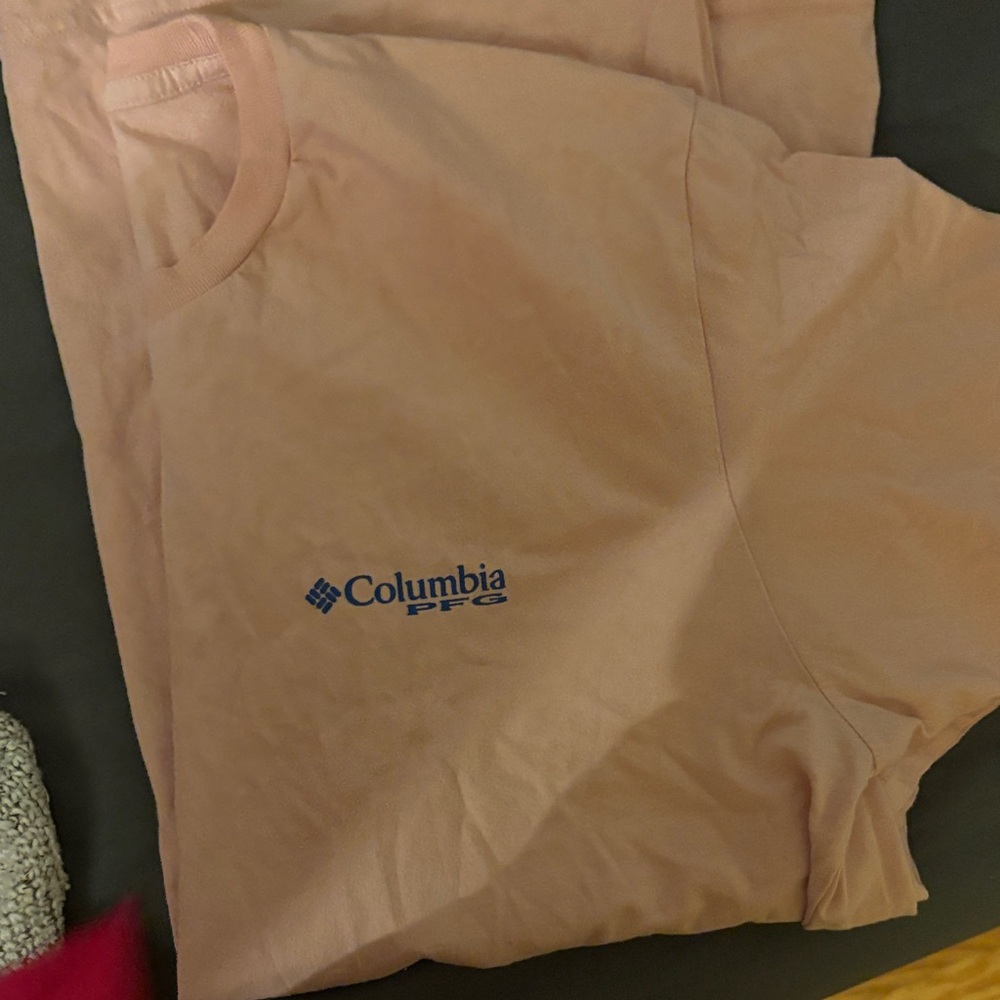 Columbia Light Pink Tee with Blue Logo